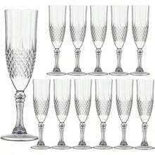 D12PCS Plastic Champagne Flutes7.1Oz Acrylic Clear Wine Glasses Goblets Reusable Drinking Champagne Glasses For Wedding Shatterproof And Disposable Cups Plastic Goblets Grand Event Party Plies - thông thoáng - Xem 1