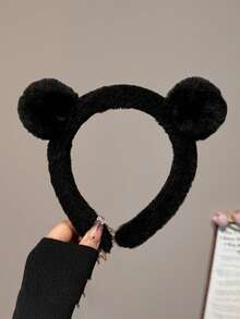 Bộ 3 chiếc/1 chiếc Băng đô tai gấu bông hoạt hình màu đen/trắng/nâu cà phê, chất lượng cao, rộng 18cm/7.08in, kiểu dáng đơn giản, thanh lịch, dễ thương như công chúa, phù hợp cho phụ nữ sử dụng hàng ngày, trang điểm, đi làm, du lịch, đi học, dự tiệc, nghỉ lễ, làm quà tặng, phụ kiện tóc, băng đô cài tóc. - Nhiều màu - Xem 3