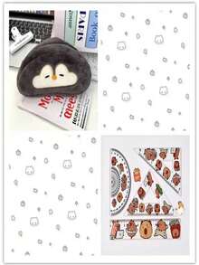 1个可爱企鹅和水獭毛绒铅笔盒，简约大容量铅笔袋，适合中小学生使用 - 彩色 - 查看 12