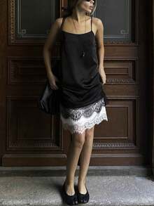 Women Lace Trim Top Sleeveless Backless Tank Tops - Black - View 10