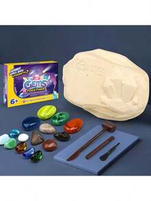 宝石挖掘寻宝套装 – DIY考古地质探索套装，内含隐藏宝石 | STEM科学实验礼物 | 创意动手探索玩具 | 生日、圣诞节和万圣节的完美礼物 | 教育地质礼盒 - 彩色 - 查看 7