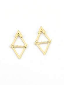 1 par de elegantes pendientes de cruz dorados, pendientes de símbolo de tachuelas, pendientes icónicos dorados, joyería de uso diario, pendientes de diseño original, joyería personalizada con diseños opuestos, personalización de nombre personalizada en pendientes, estilos opuestos, rectangular, estilos de diseño abstracto. - Estilo 6 - Ver 5