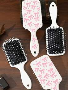 Square Air Cushion Comb, Anti-Static Airbag Comb, Fluffy Hair Styling Comb For Girls, Bow Design Hair Cushion Comb, Anti-Static Smooth Massage Paddle Hairbrush - Multicolor - View 2