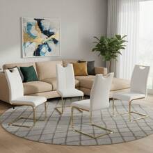 4 White Chairs With Gold Legs