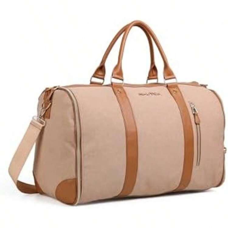 Nautica - Maleta Colgante 2 en 1 Plegable, Portatrajes de Viaje con Compartimento para Zapatos, Maleta Convertible para Viajes Grandes en Color(Mediano Beige) - Multicolor - Añade 2