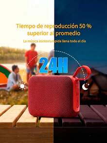 Bocina Portátil Inalámbrica Bluetooth Sonido Estéreo Alta Calidad Batería Recargable USB Tarjeta TF Resistente Compacta Ligera - Rojo - Ver 4
