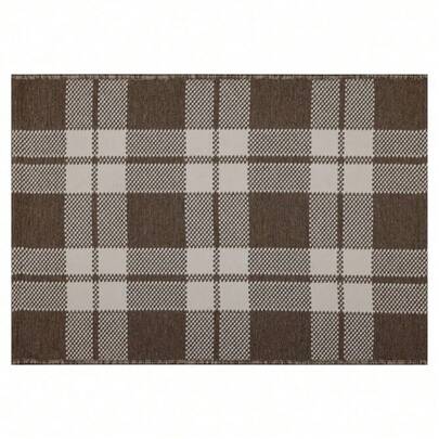 Reversible Buffalo Plaid Stripes Indoor Outdoor Scatter Rug Durable Weather Resistant Accent Rug High Traffic Areas