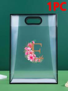 5/1pc Gift Bag, A-Z 26 Letter Design Waterproof Gift Bag - Fashionable Portable Wedding Gift Bag, Small Black & White PVC Transparent Tote Bag, Insertable Christmas Gift Bag, Wedding Gift, Holiday Gift