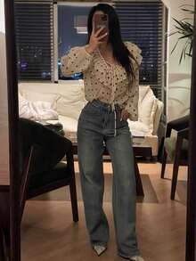 Blusa ligera de organza transparente para mujer de , con diseño calado, volantes y lazo frontal en la cintura, camisa versátil de chifón para vacaciones, ir al trabajo y citas. - Multicolor - Ver 6