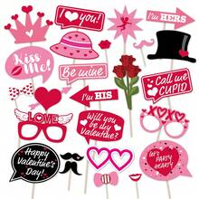 Valentine's Day Photo Booth Props Frame Party Supplies - Valentine's Day Party Decorations Valentine's Day Theme Paper Props Photo Frame Party.