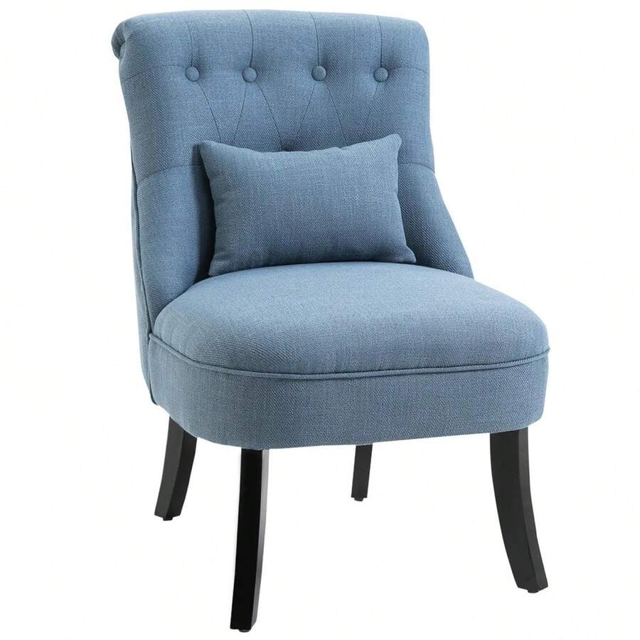 HOMCOM TV Chair, Relaxation Chair With Backrest Cushion And Raised Legs, Linen In Blue, 52.5x69x77cm, Comfortable For Living Room On Site. - 1 - 查看 1
