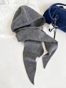 1 pezzo Berretto balaclava da donna di colore unito, cappello lavorato a maglia spesso e caldo con protezione per le orecchie, set elegante e casual retrò di berretto e sciarpa versatile, adatto per uso all'aperto, sci, ciclismo, viaggi, feste, uso quotidiano in autunno/inverno