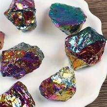 Peacock Stone Raw Crystal - Electroplated Brass Mineral, For Energy Healing, Spiritual Growth, Home Altar, Unique Rainbow Decor - Multicolor - View 8