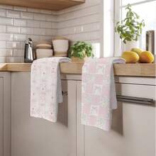 MEMNUN 2pcs Pale Pink Bow & Heart Pattern Kitchen Towels, 15.75*23.62in (40*60cm), Soft Microfiber Material, Dish Cloth, Hand Towel, Ideal For Kitchen & Dining Room Decor, All Season - Multicolor - View 10