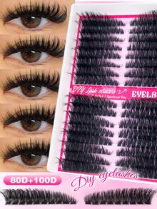 272PCS/260PCS/270PCSIndividual Lash Clusters Natural Look&Wispy Lash Clusters 60D/80D/100D 3 Styles Mixed D Curl 9-16mm DIY Ultra Light&Super Soft Lashes Reusable Individual Eyelash Extension Kit With Makeup For Beginner Use At Home Or On-The-Go For Daily Life&Party&Music Festival&Travel - D - 查看 1