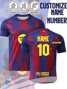 1 pieza Camiseta de fútbol personalizada, Camiseta de fútbol Barcelona 2526, Camiseta de fútbol Yamal YAMAL, Camiseta de fútbol personalizada, Camiseta de fútbol personalizada para hombre, Camiseta de fútbol, Deportes para hombre, Camiseta deportiva para hombre, Camiseta de running para hombre, Camiseta de verano para hombre, Camiseta para hombre, Camiseta de fútbol, Camiseta de fútbol personalizada, Camiseta de fútbol con impresión de número, Adecuada para uso diario, Fútbol, Bádminton, Baloncesto, Ciclismo - Azul Marino - Ver 1