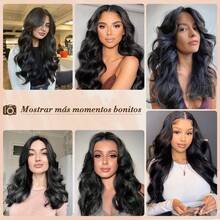 Cabello Liso y Rizado Negro Natural,Peluca Larga para Mujer,Peluca Fibra Negra Resistente al Calor de 26"/66 cm, Adecuada para Fiestas TemáTicas, Cosplay, Sesiones de Fotos, Citas y Más - Cabello rizado - Ver 6