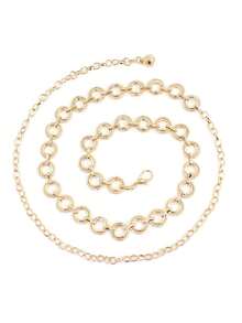 1pc Women Minimalist Fashion Chain Belt, For Decoration Party Halloween Summer, School Fall, Autumn, Halloween - Vàng - Xem 2