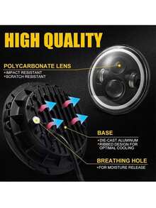 Lámpara de conducción LED, faro LED redondo de 7 pulgadas Halo Angle Eyes Luz de circulación diurna Lámpara de señal de giro - Plateado - Ver 8