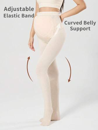 1PC Women's Cream High-Waisted Pantyhose, Minimalist Style, Medium-Thickness Cotton Hosiery For Spring & Autumn, Super Elastic Tight Leggings, Sexy Slim-Fitting Stirrup Tights (Applicable Temperature: 15-25℃)