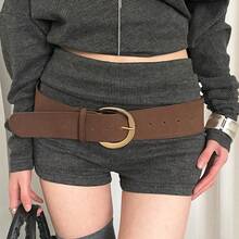 Hot Girl Wide Waist Belt Women's New Retro High-End Fashion Short Skirt Accessory Belt Brown - 常規款 - 查看 7