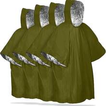 Poncho de Emergencia de 4 Piezas y Forro de Manta de Mylar, Manta de Supervivencia con Aislamiento de Película de Aluminio, Poncho Impermeable y a Prueba de Viento Adecuado para Situaciones de Emergencia al Aire Libre, Camping y en el Coche (Verde) - verde - Ver 9