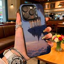Cubierta de telefono con diseño de espejo invertido azul oscuro paisaje reflejado en agua cielo nublado y columna antigua para uso diario en cafeterias y salas de estar - Blanco - Ver 3