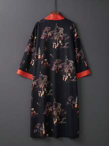 Chinese Style Retro New Classical Elegant Loose Mid-Length Cover Up Robe, Tie-Up Summer Sleepwear, Beach Cover-Up, Sunscreen Jacket, Kimono