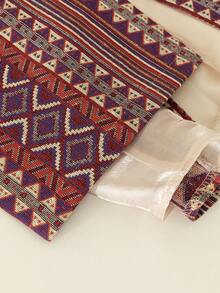 Amyenjoylife 女式春夏花卉菲律宾复古风格优雅泡泡袖立领纽扣前开襟衬衫，现代菲律宾风格 - 紅色 - 查看 5