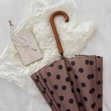 Retro French Dot Umbrella, Curved Pattern Sunscreen Umbrella, Umbrella For Both Sunny And Rainy Days