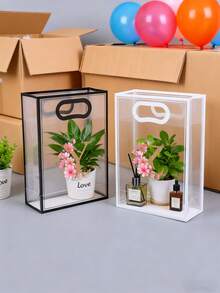 5/1pc Gift Bag, A-Z 26 Letter Design Waterproof Gift Bag - Fashionable Portable Wedding Gift Bag, Small Black & White PVC Transparent Tote Bag, Insertable Christmas Gift Bag, Wedding Gift, Holiday Gift