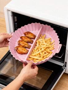 2格新款可重复使用硅胶空气炸锅垫，可重复使用空气炸锅烘焙垫，耐高温硅胶空气炸锅托盘，兼容所有空气炸锅，带隔层的厨房烘焙托盘垫，厨房工具/厨房配件/电器配件，圣诞节、万圣节、节日活动、派对的厨房配件 - 彩色 - 查看 2