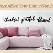 Juego de 3 piezas de arte de pared metálico - Símbolos de bendición de Acción de Gracias, Navidad, Día de la Madre - Decoración de pared interior para sala de estar, horizontal, tema de amor - Negro - Ver 9