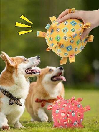 Brinquedo de pelúcia com chocalho para animais de estimação, bola de tecido fofa com som de sino para entreter seu pet