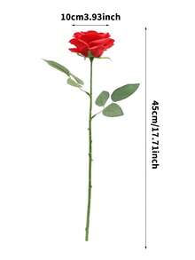 12pcs Romantic Roses Artificial Flowers-Declaration Of Love Rose Flowers With Long Stems Silk Flowers For Valentine's Day,Bridal Wedding Bouquet Centerpices Decorations Party Home&Living Decor - Multicolor - View 2