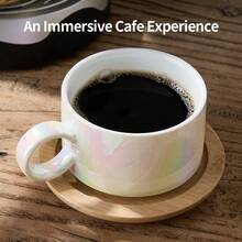LUKA Taza de café expreso de porcelana con platillos y soporte de metal tazas pequeñas de cerámica de 177 ml apilables para expreso y capuchino juego de tazas para café con leche café café moca - dorado - Ver 3