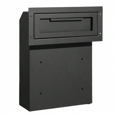 Through The Wall Drop Box, Heavy Duty Steel Through The Wall Mailbox With 2.8-7.9" 13" Combination Lock, 13x7x17" Mail Drop Box, Black