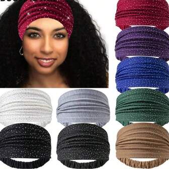 1pc Shiny Crystal Headband, Sparkly Elastic Headband, Shiny Headscarf Headband, Suitable For Women Yoga Sports Hair Accessories, Makeup Wash Face Hair Tie