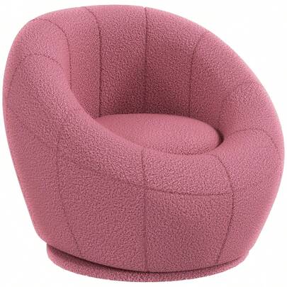 HOMCOM Swivel Chair, Plush Chair, Single Chair With Load Capacity Up To 120 Kg, Pink, For Living Room And Relaxation On Site.