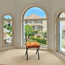 Armchair With Stool, Relaxing Armchair With Armrests, Side Pocket And Footrest, Living Room Armchair, TV Chair, Wingback Armchair For Living Room, Bedroom, Office (Khaki) - Orange + Fabric+Metal - View 2