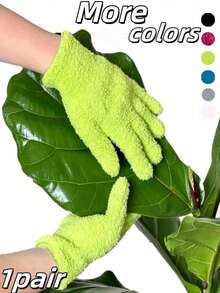1Pair Microfiber Warm Cleaning Gloves - Coral Fleece Stretchable Breathable Housework Gloves, Cycling Gloves, For Gardening, Kitchen, Car Washing, Boat, RV, Pool & Home Surfaces Cleaning - Plant Dusting, Leaf Removal, Gentle Dust Absorption, Washable, Essential Household Cleaning Gloves Perfect For Christmas, Best For Thanksgiving, Durable Gloves - Multicolor - View 2