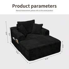 47'' Boneless Cloud Sofa Bed – Deep Seat Cushion No Assembly Required, Modern Fluffy Loveseat Couch For Living Room & Bedroom,For Small Spaces, Apartment, Movie Night - 黑色 - 查看 3