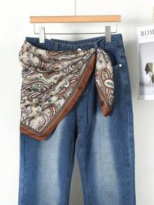 1pc Women's Brown Vintage Paisley Pattern Lightweight Square Scarf, Summer Travel Vacation Headscarf