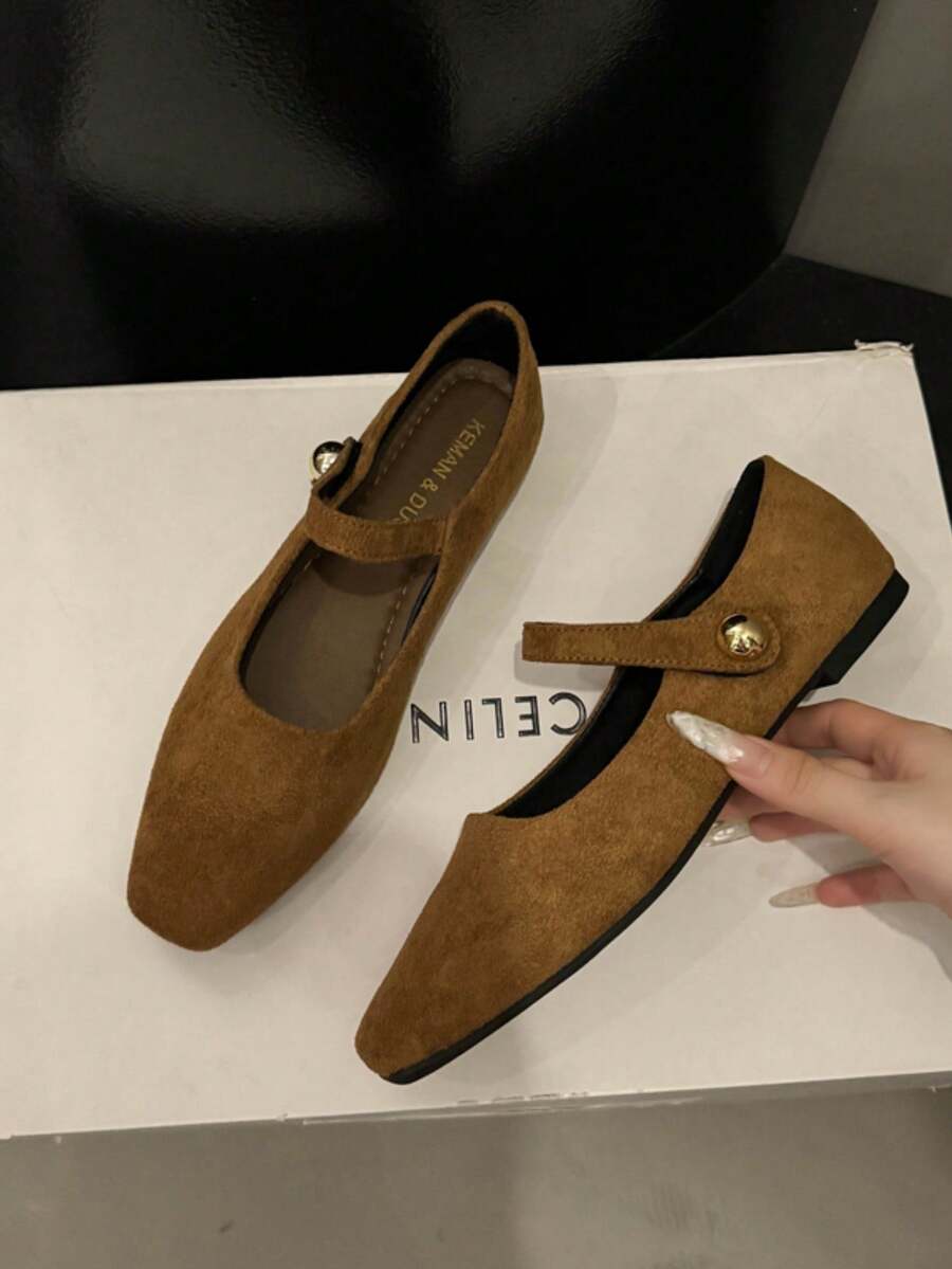 Women's Flat Mary Jane Shoes, Soft Sole Suede, Elegant Comfortable Single Strap, New Autumn Fairy Style