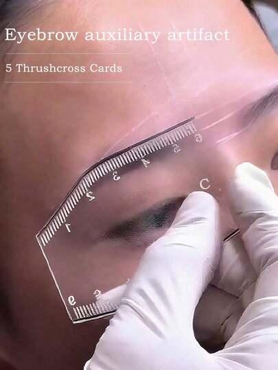 5pcs Eyebrow Template Set, Eyebrow Micro-Sculpting Design Ruler, Transparent Pvc Eyebrow Shaping Ruler, Eyebrow Measuring Tool