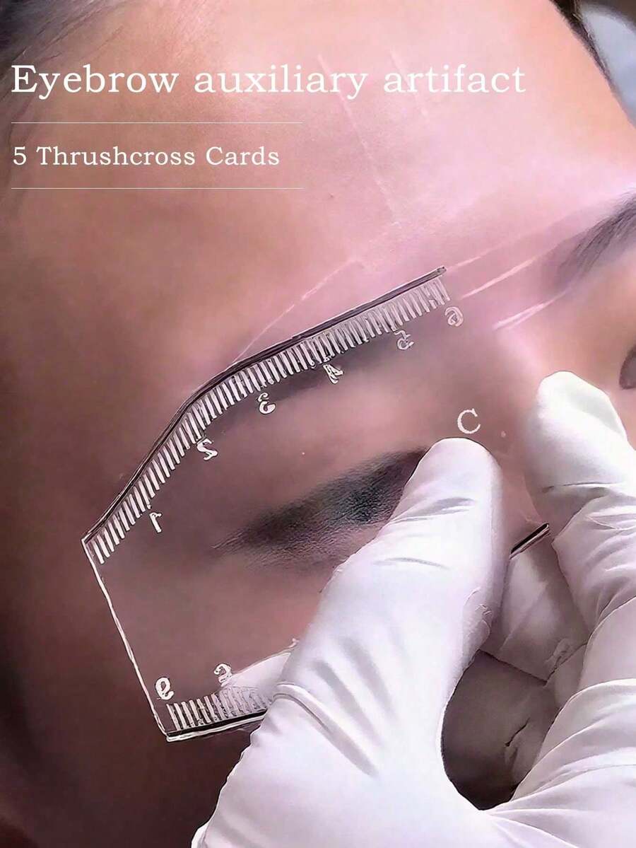 5pcs Eyebrow Template Set, Eyebrow Micro-Sculpting Design Ruler, Transparent Pvc Eyebrow Shaping Ruler, Eyebrow Measuring Tool - Multicolor - View 1