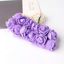 1支4.72英寸人造小玫瑰花，人造花，仿真花卉，早午餐春季装饰，DIY，婚礼花束，派对，家居，客厅，厨房，花园，酒店，办公室，DIY花环，礼物，餐桌中心装饰，生日装饰，室内，室外装饰，仿真塑料花散装，花瓶装饰，农舍家居装饰，波西米亚风婚礼 - 紫色 - 查看 5