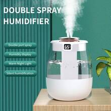 1. Quiet Ultrasonic Humidifier With Warm Night Light, Large Capacity USB Portable Desktop Mist Maker, Suitable For Bedroom And Office, Dual Nozzles, Water Level Display, Button Control, Max Water Tank Capacity 84.54 Oz, Coverage Area Less Than 108 Sq Ft, Max Humidification 10.14 Oz/Hr, No Battery Required - Modern Design