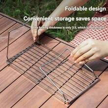 1pc Portable High-Quality Folding Stainless Steel Stove Rack - Outdoor BBQ Grill, Pot Rack, Grill Grate Stand - Durable Cookware Accessory For Camping And Hiking