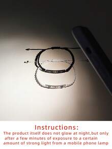 ATLVXJL 2pcs/Set Glow-In-The-Dark Couple/Friendship Stainless Steel Double Heart Pendant Adjustable Rope Bracelet Set, Suitable For Daily Wear And Valentine's Day Gift